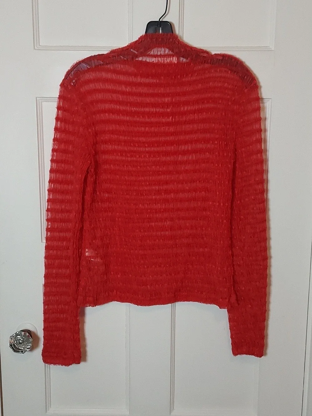 Maeve Anthropologie Women's Long-Sleeve Polka Dot Mesh Top Sheer Size Medium
